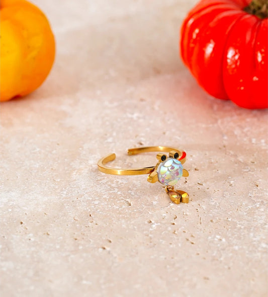 Colorful resin goldfish adjustable ring - product image