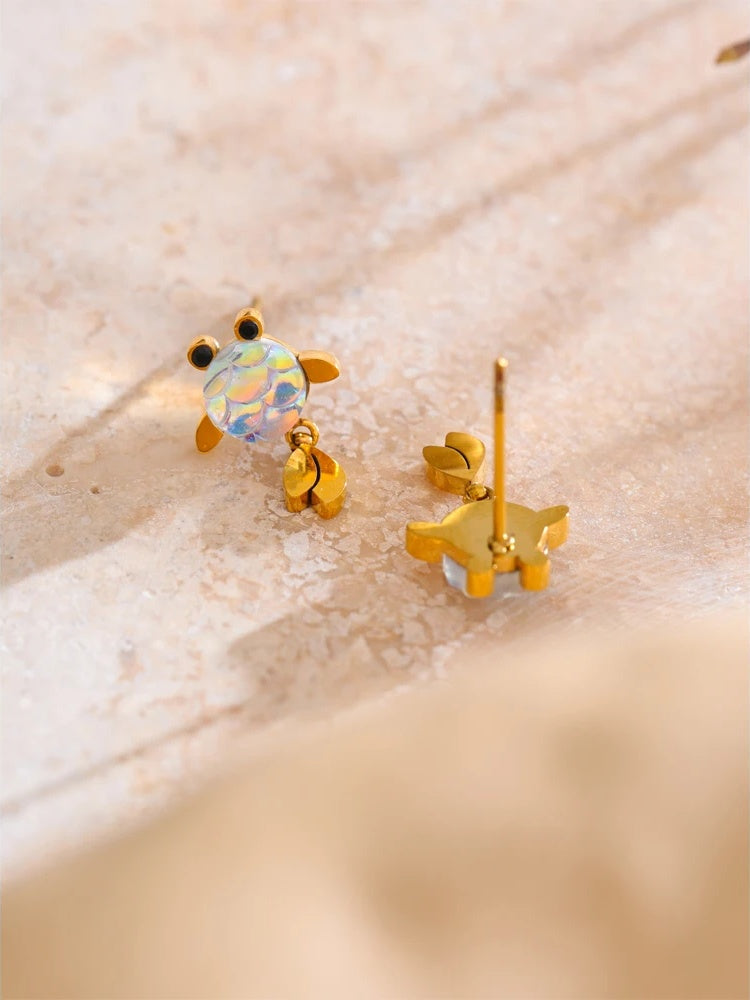 Colorful resin lucky goldfish dangle earrings - product image