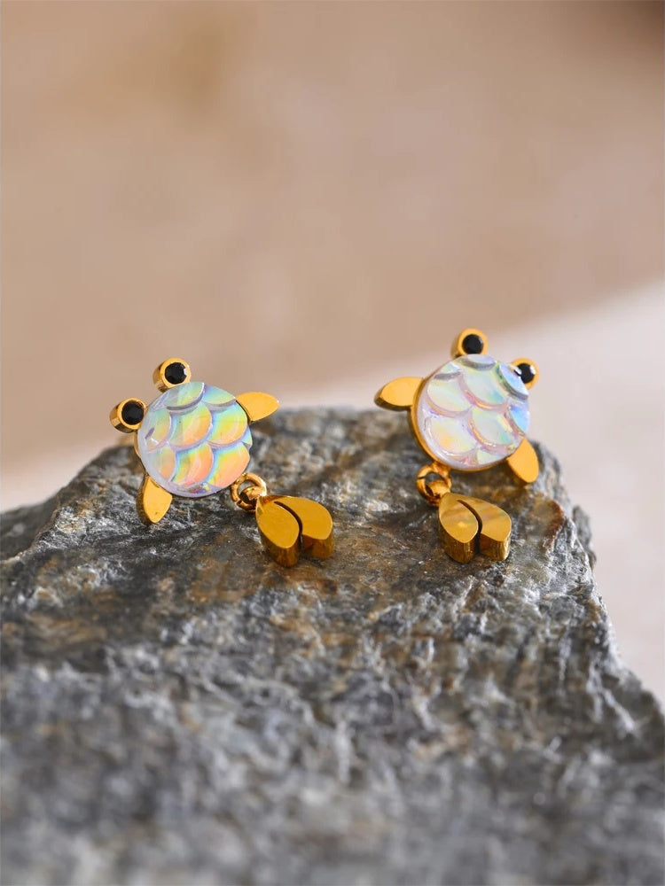 Colorful resin lucky goldfish dangle earrings - product image
