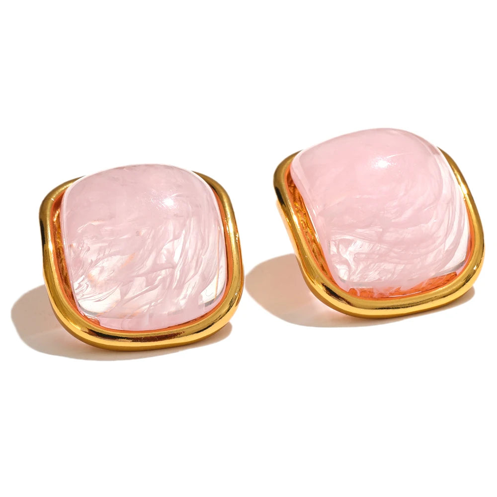 Colorful resin square candy stud earrings - product image