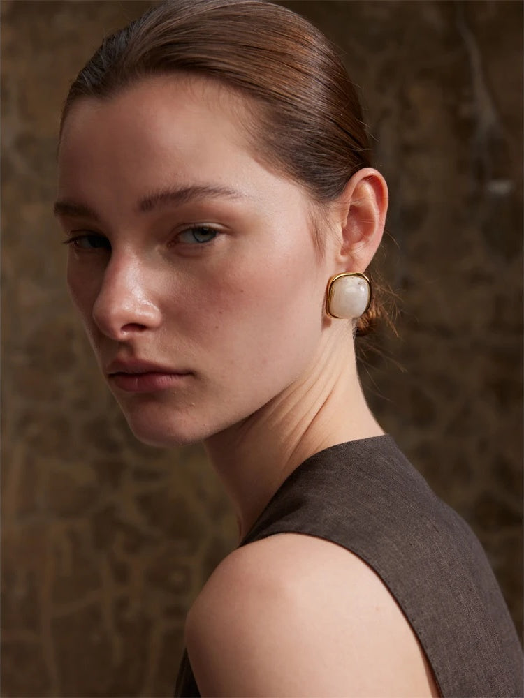 Colorful resin square candy stud earrings - product image