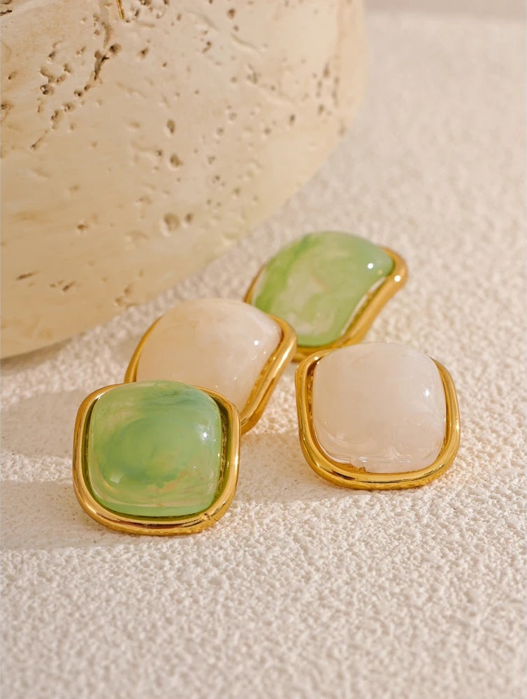 Colorful resin square candy stud earrings - product image