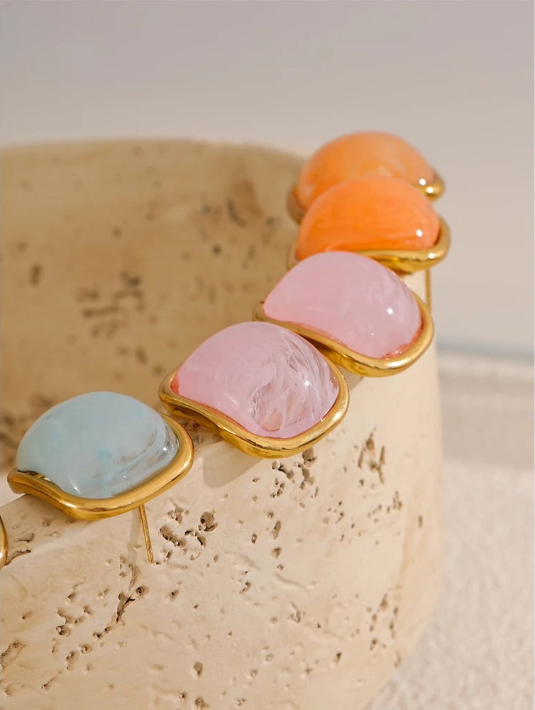 Colorful resin square candy stud earrings - product image