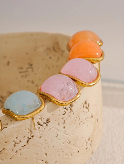 Colorful resin square candy stud earrings - product image