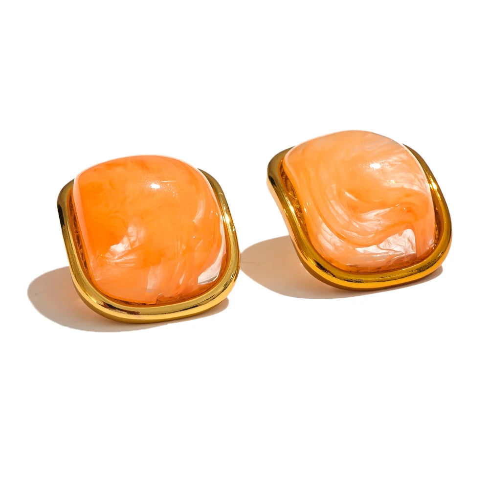 Colorful resin square candy stud earrings - product image