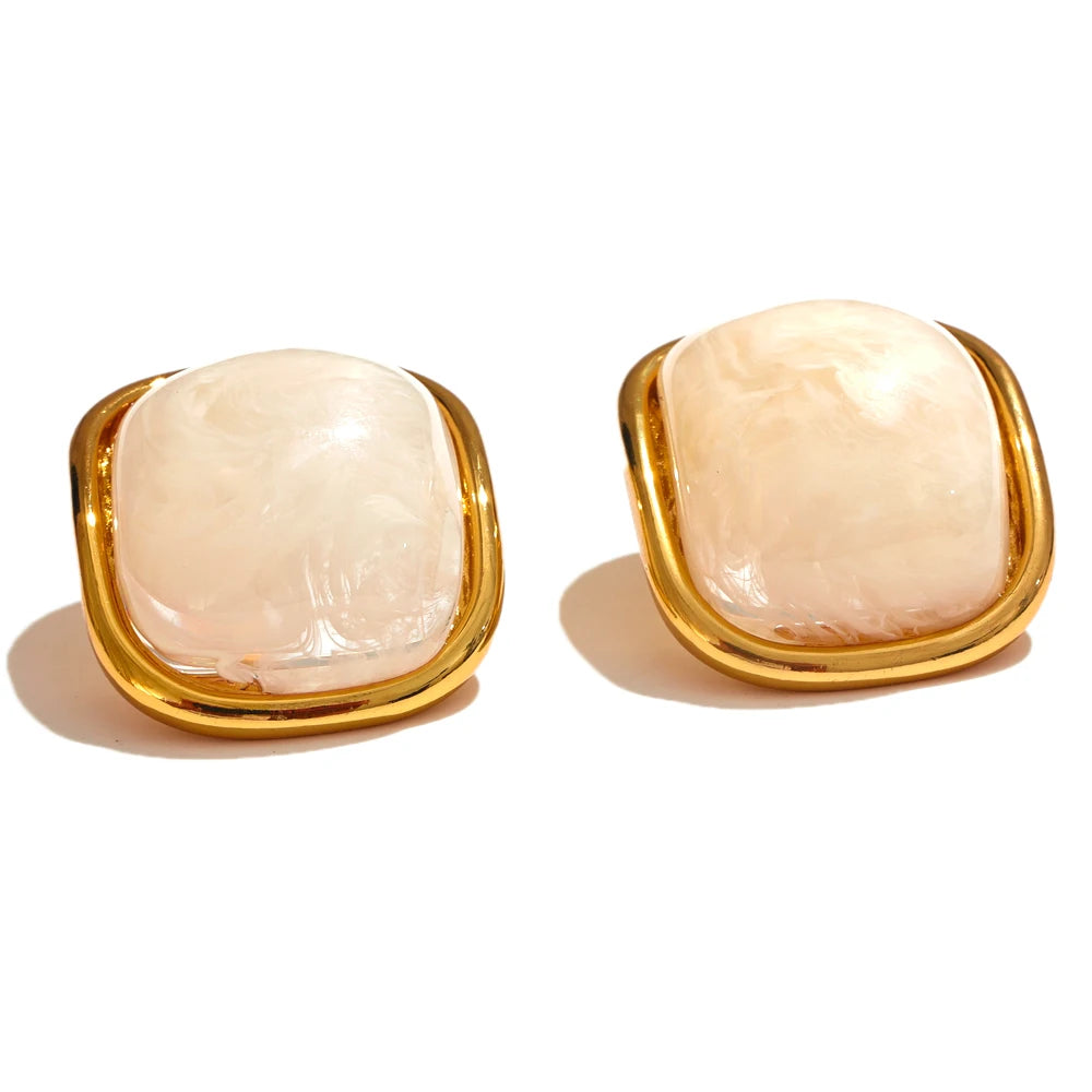 Colorful resin square candy stud earrings - product image