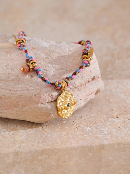 Colorful rope braided handmade charm bracelet - product image
