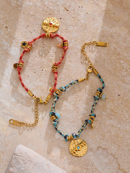 Colorful rope braided handmade charm bracelet - product image