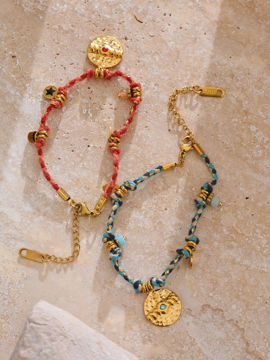 Colorful rope braided handmade charm bracelet - product image