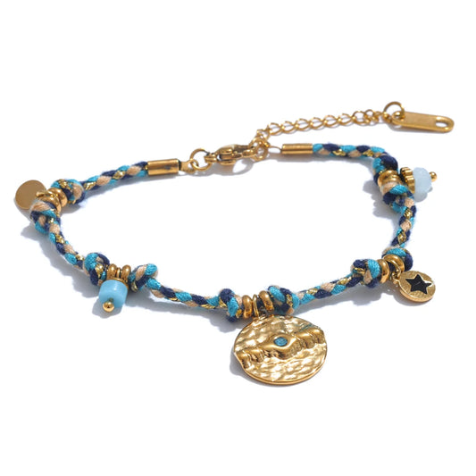 Colorful rope braided handmade charm bracelet - product image