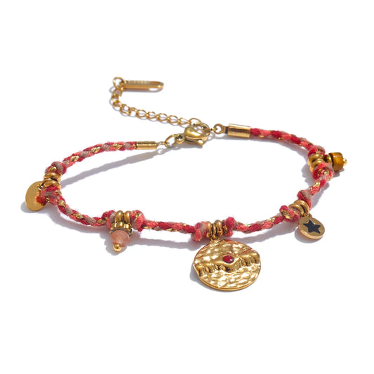 Colorful rope braided handmade charm bracelet - product image