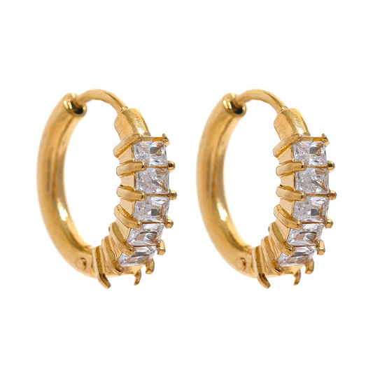 Colorful round cubic zirconia hoop earrings women - product image