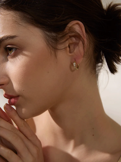 Colorful round cubic zirconia hoop earrings women - product image