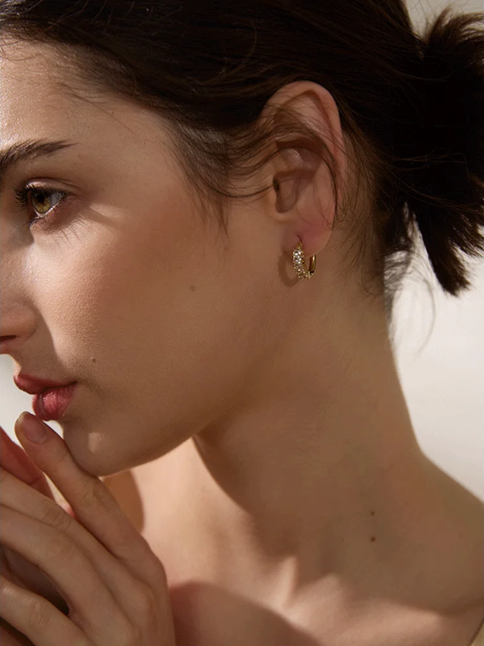 Colorful round cubic zirconia hoop earrings women - product image