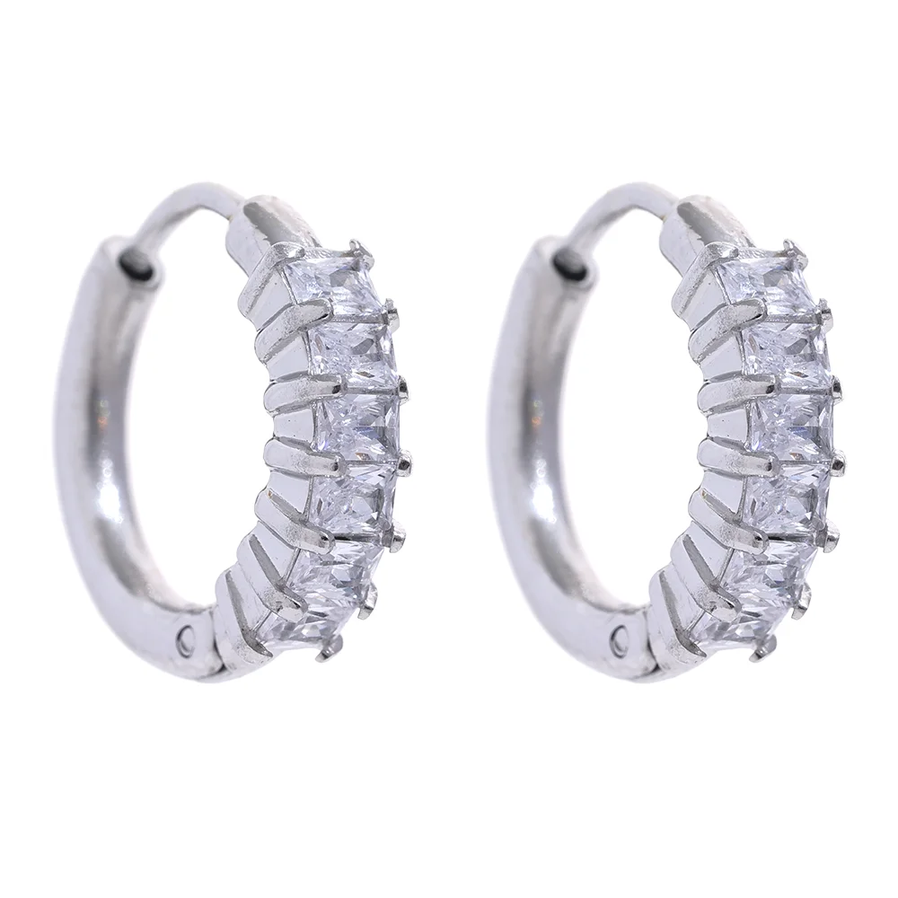 Colorful round cubic zirconia hoop earrings women - product image