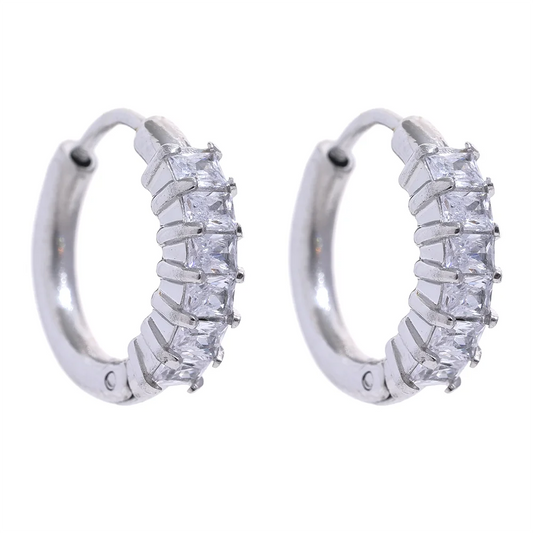 Colorful round cubic zirconia hoop earrings women - product image