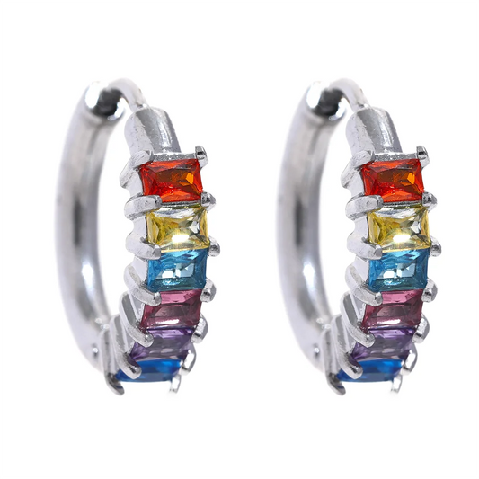 Colorful round cubic zirconia hoop earrings women - product image