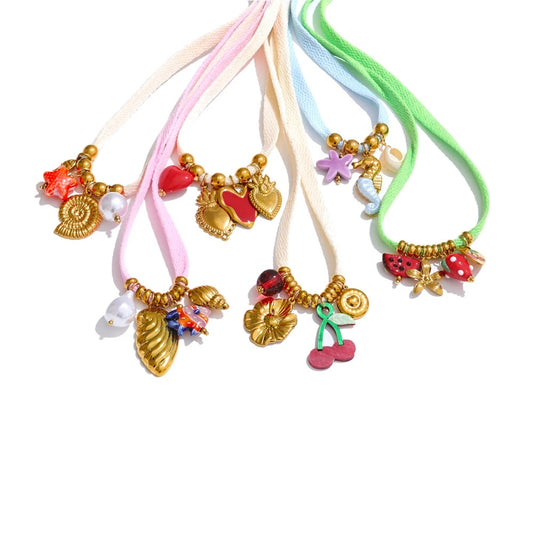Colorful shell seahorse fruit shoelace charm - product image