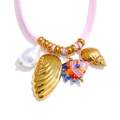 Colorful shell seahorse fruit shoelace charm - product image