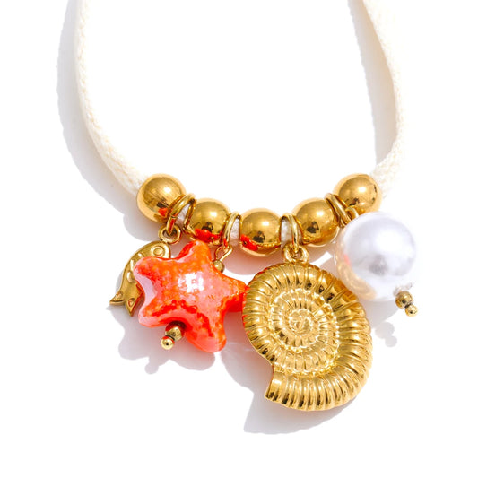 Colorful shell seahorse fruit shoelace charm - product image