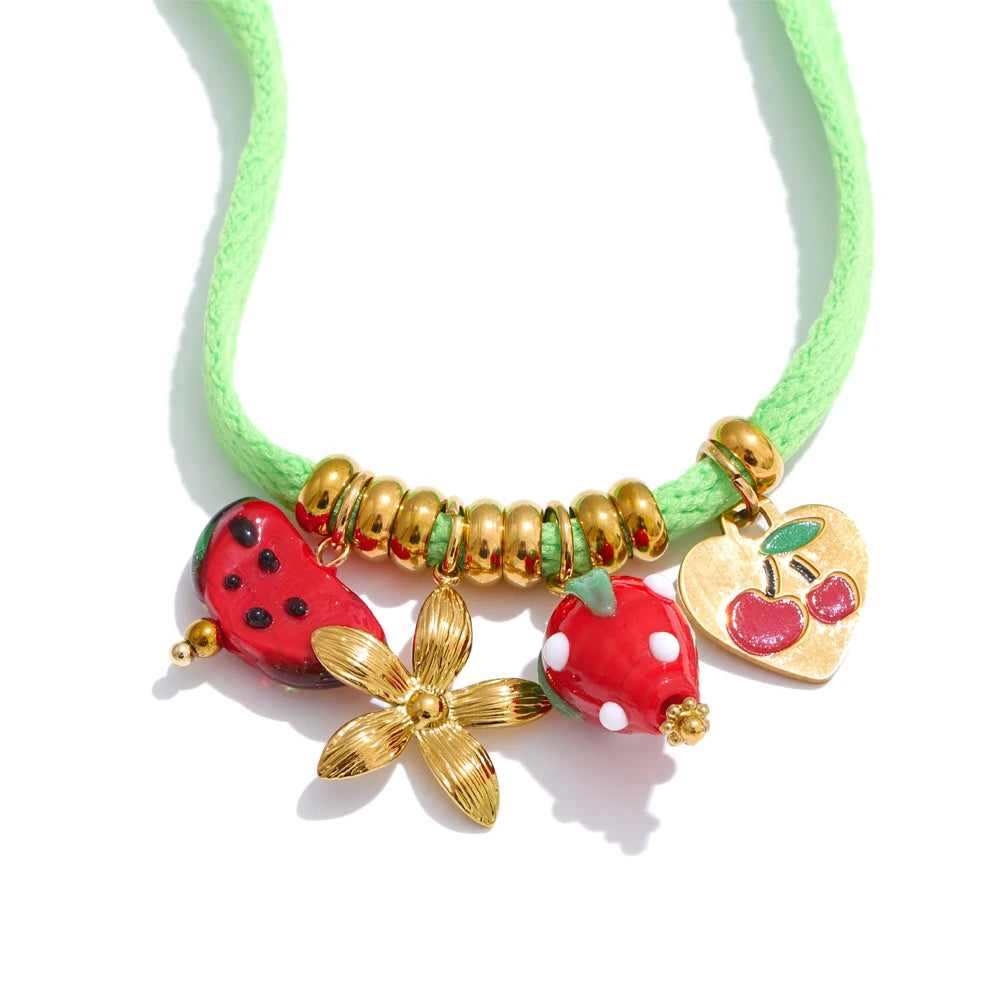Colorful shell seahorse fruit shoelace charm - product image