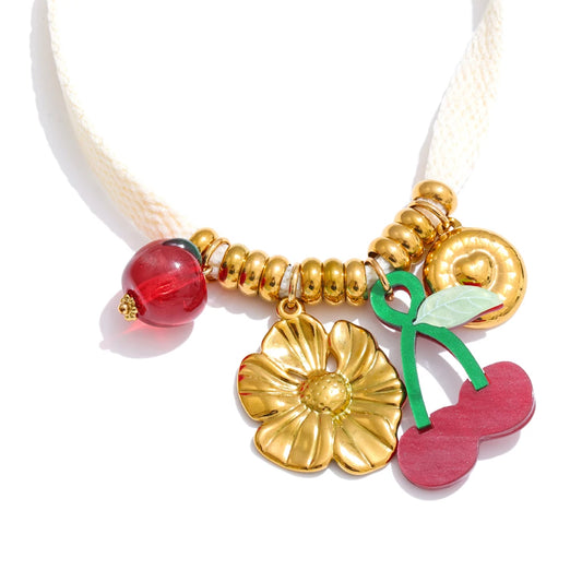 Colorful shell seahorse fruit shoelace charm - product image