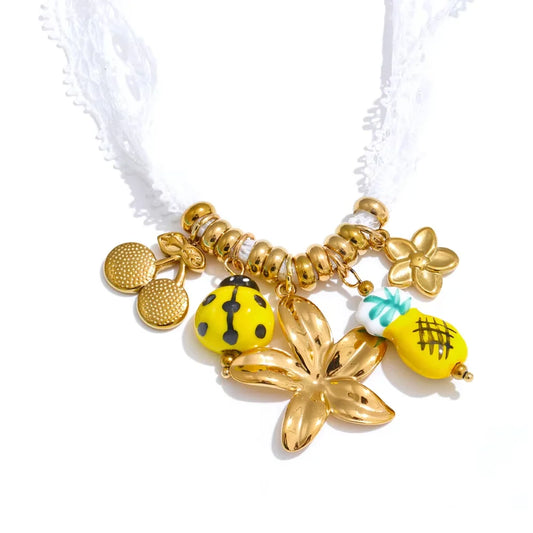 Colorful shell seahorse fruit shoelace charm - product image