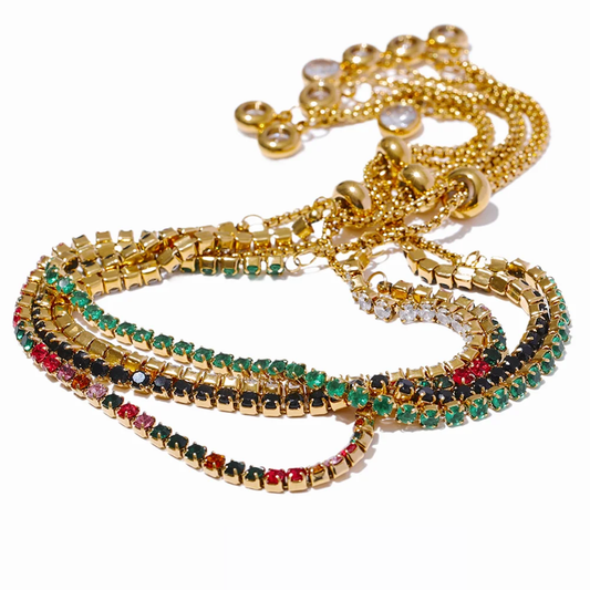 Colorful shiny cubic zirconia chain bracelet - product image