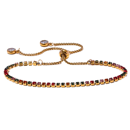 Colorful shiny cubic zirconia chain bracelet - product image
