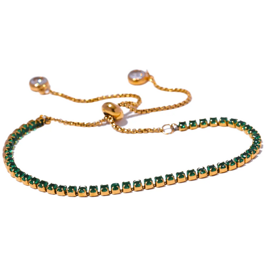 Colorful shiny cubic zirconia chain bracelet - product image