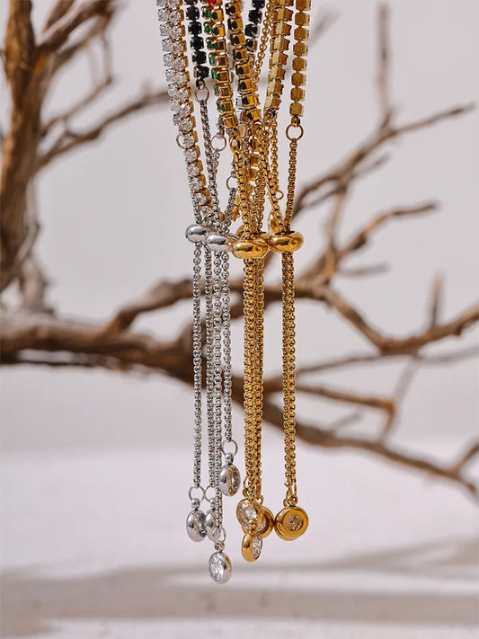 Colorful shiny cubic zirconia chain bracelet - product image