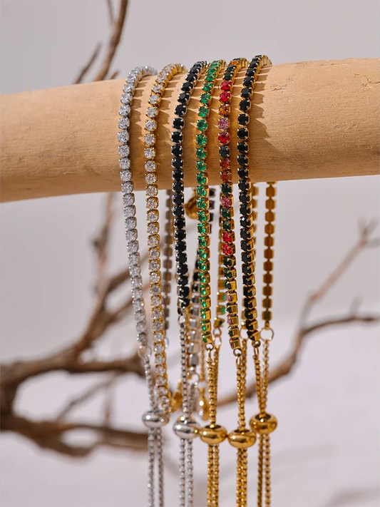 Colorful shiny cubic zirconia chain bracelet - product image