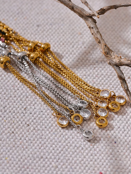 Colorful shiny cubic zirconia chain bracelet - product image