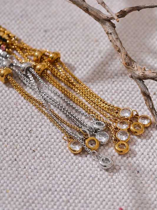 Colorful shiny cubic zirconia chain bracelet - product image