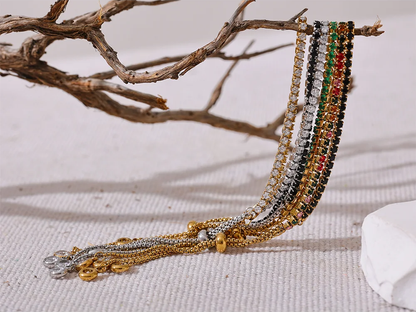 Colorful shiny cubic zirconia chain bracelet - product image