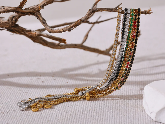 Colorful shiny cubic zirconia chain bracelet - product image