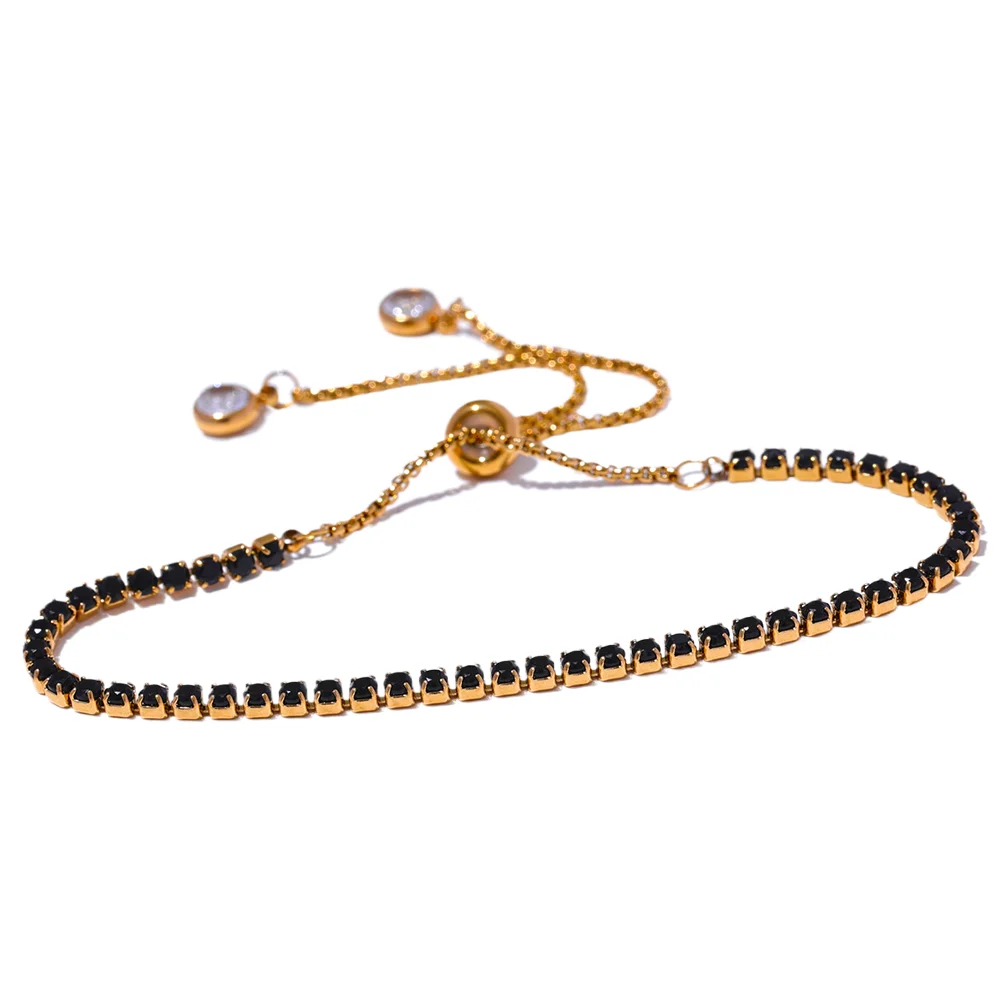 Colorful shiny cubic zirconia chain bracelet - product image