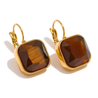Colorful Vintage Charm Square Opal Stone Earrings