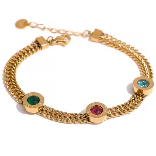 Colorful white cubic zirconia gold color women bracelet - product image
