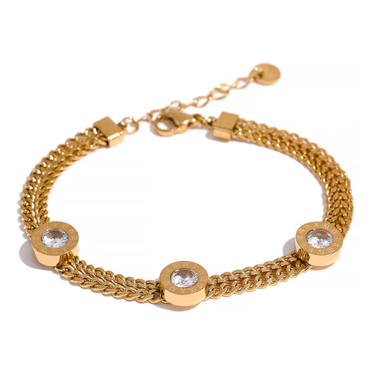 Colorful white cubic zirconia gold color women bracelet - product image