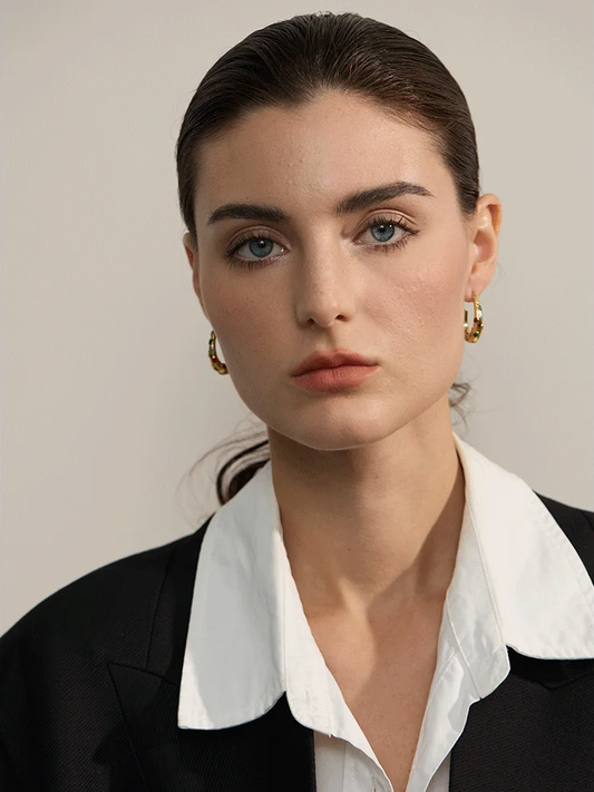 Colorful white enamel contemporary hoop earrings - product image