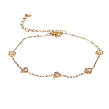 Colorful white heart cubic zirconia anklet bracelet - product image