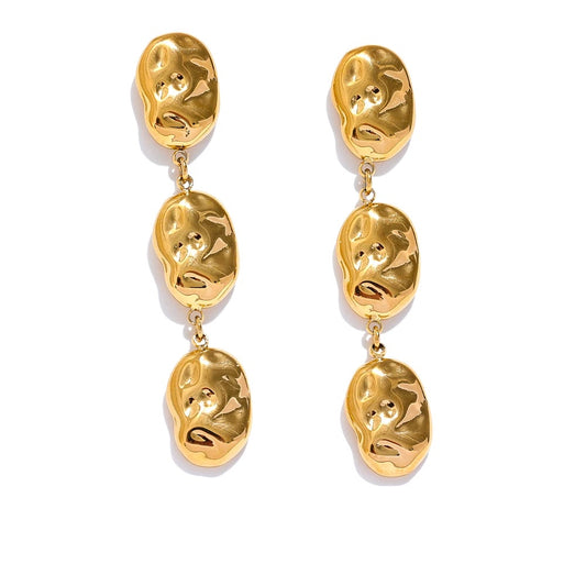 Comfortable hammered drop textured earrings - product image
