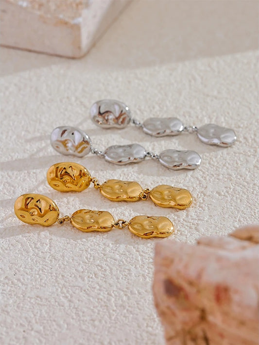Comfortable hammered drop textured earrings - product image