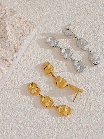Comfortable hammered drop textured earrings - product image