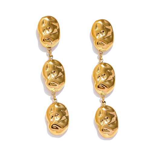Comfortable hammered drop textured earrings - product image