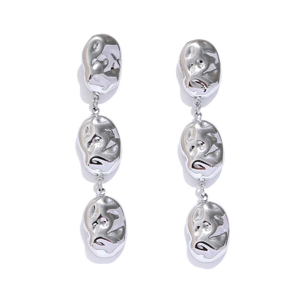 Comfortable hammered drop textured earrings - product image