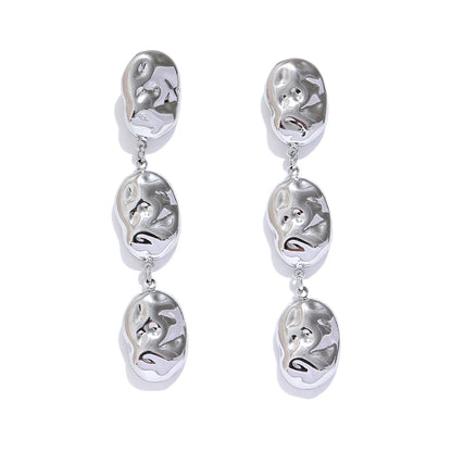 Comfortable hammered drop textured earrings - product image