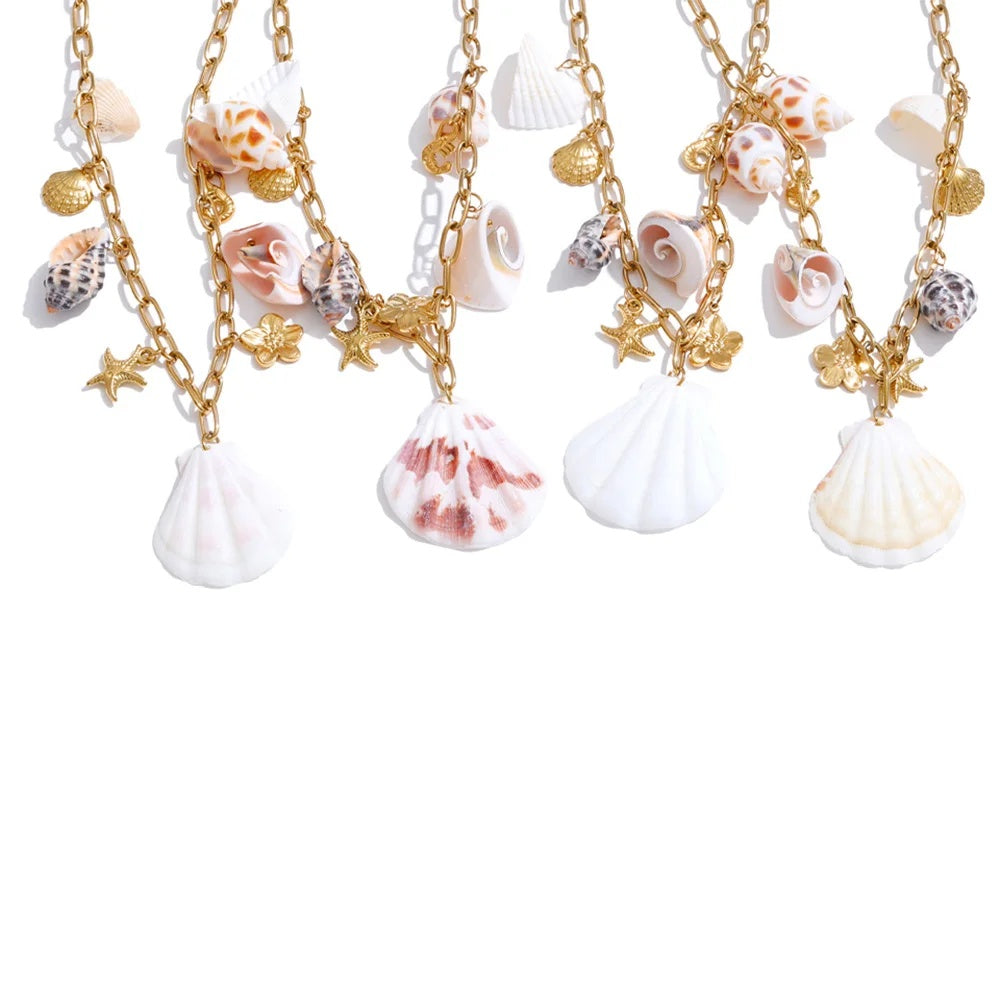 Conch shell ocean style pendant necklace - product image