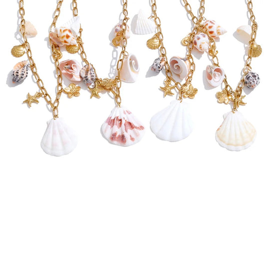 Conch shell ocean style pendant necklace - product image